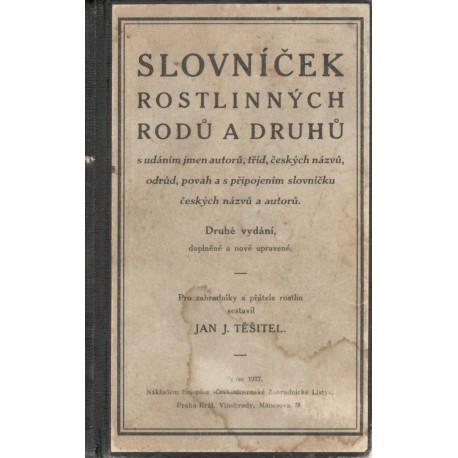 Těšitel, J.: Slovníček rostlinných rodů a druhů