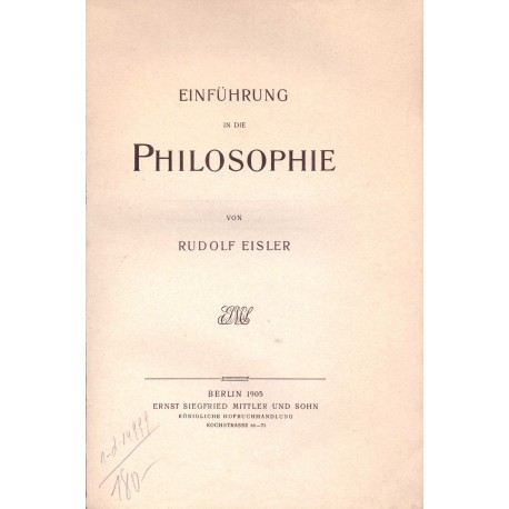 Eisler, R.: Einführung in die Philosophie